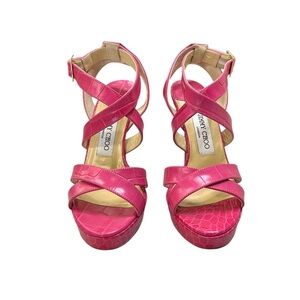 Jimmy Choo Vibrant Pink Strappy Heels